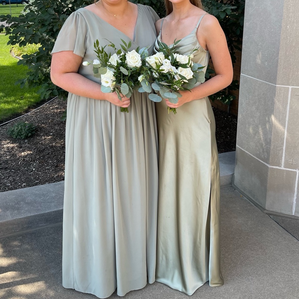 Revelry Sky Satin (Silver Sage) Dress 6